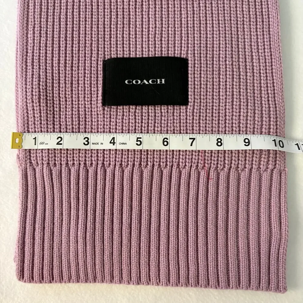 Coach Woven Patch Knit Scarf Mauve Pink Color NWT
